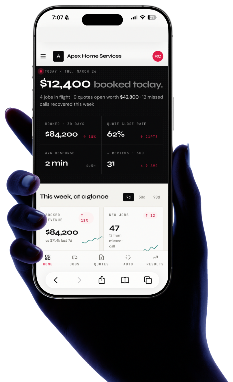 SmartOps mobile operations dashboard shown on a phone